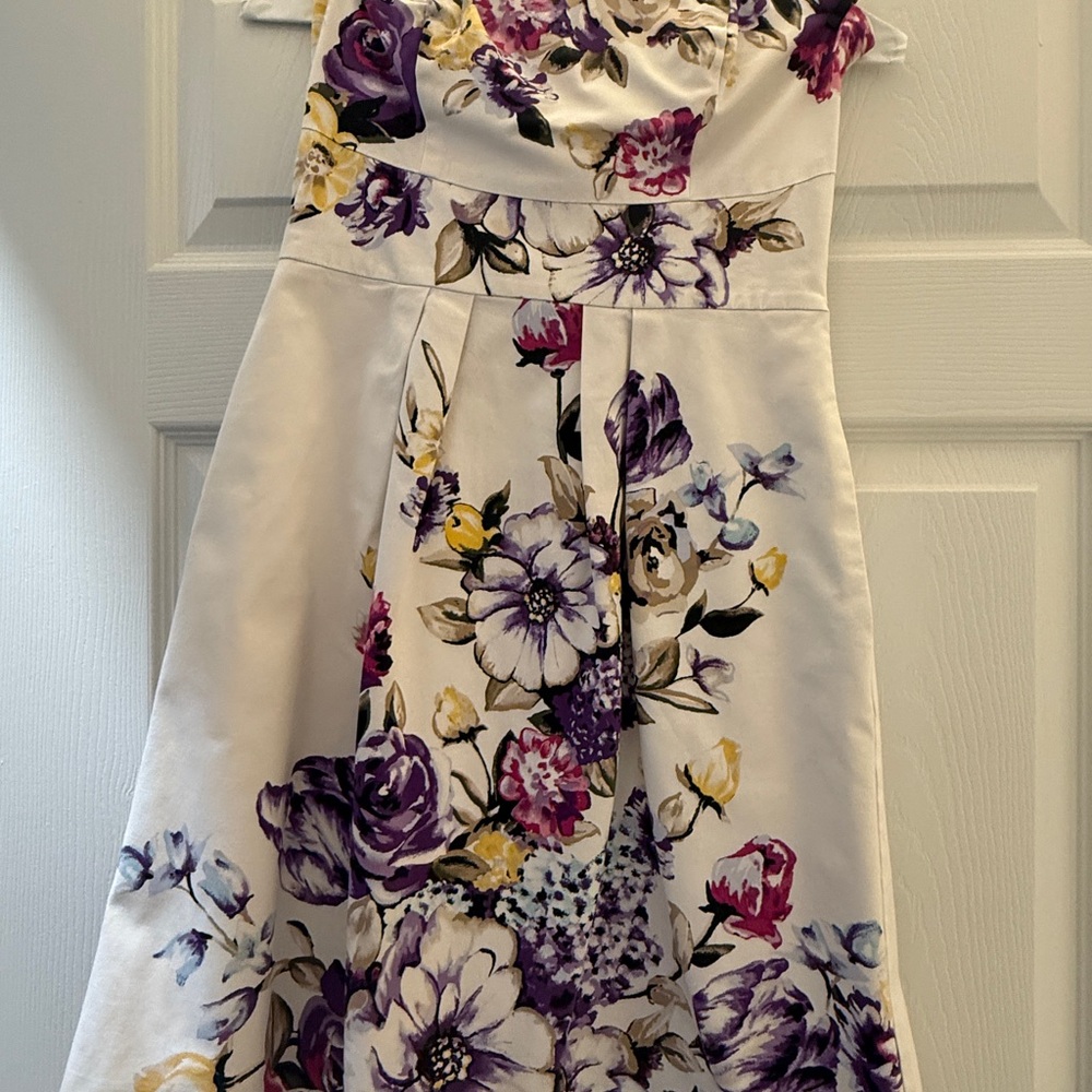 White House Black Market Floral Strapless Summer Dress